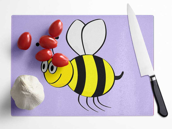 Buzzing Bee Lilac Glass Chopping Board