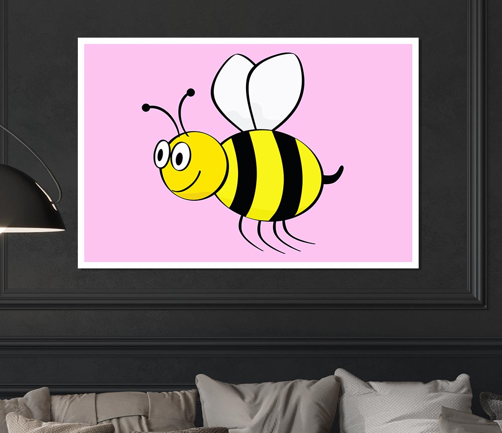 Buzzing Bee Pink Print Poster Wall Art