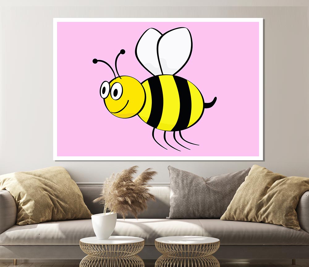 Buzzing Bee Pink Print Poster Wall Art