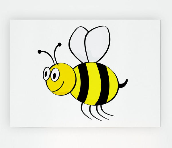 Buzzing Bee White Print Poster Wall Art