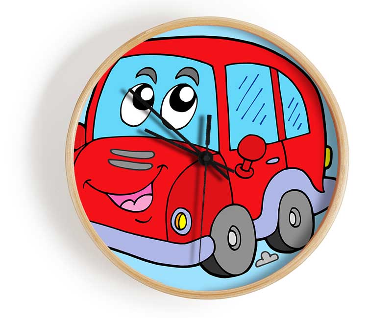 Car With Face Smokey Baby Blue Clock - Wallart-Direct UK