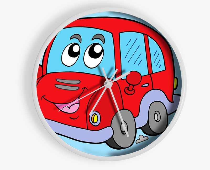 Car With Face Smokey Baby Blue Clock - Wallart-Direct UK