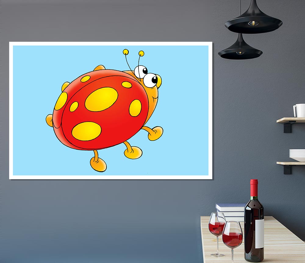 Cartoon Ladybug Baby Blue Print Poster Wall Art