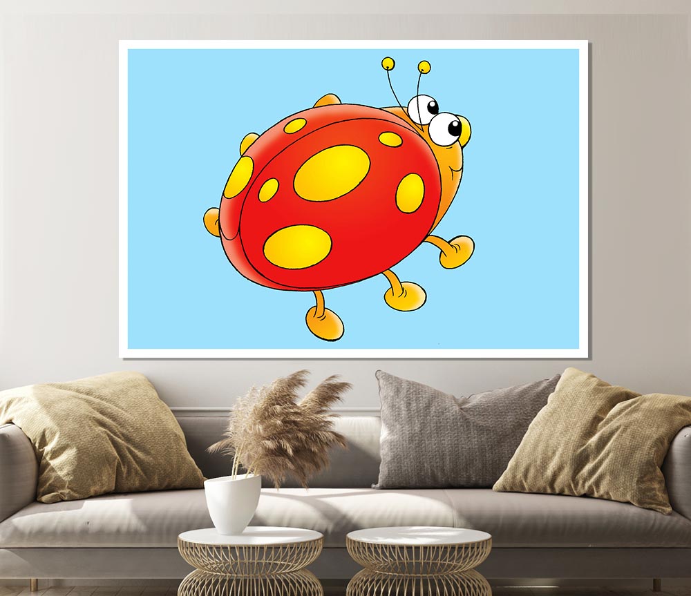 Cartoon Ladybug Baby Blue Print Poster Wall Art