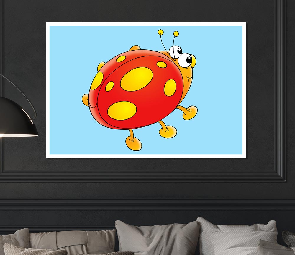 Cartoon Ladybug Baby Blue Print Poster Wall Art