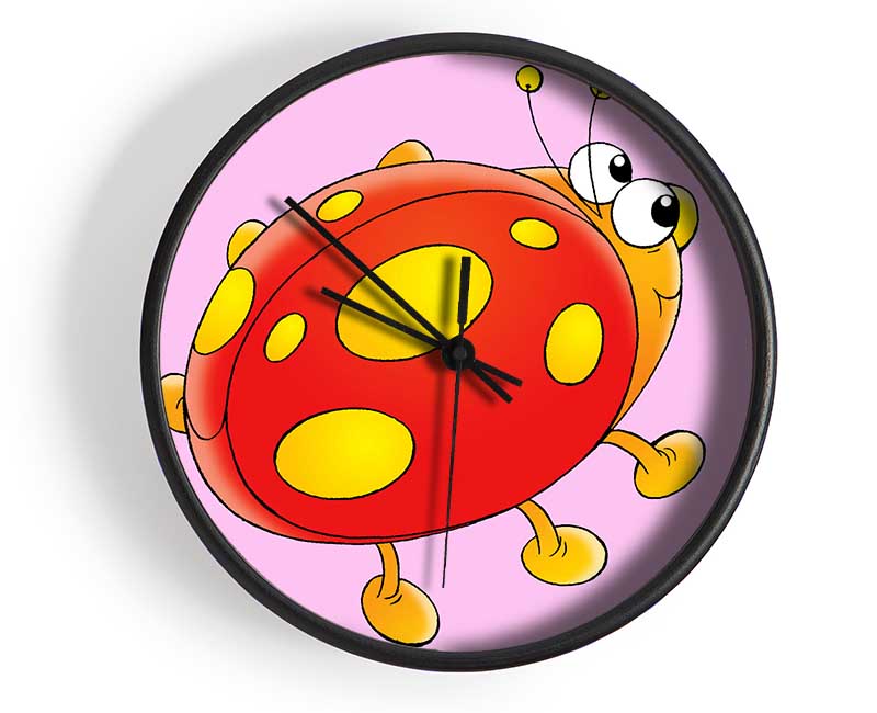 Cartoon Ladybug Pink Clock - Wallart-Direct UK