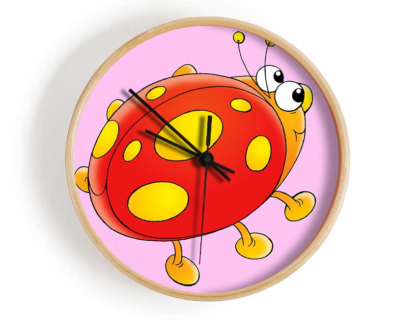 Cartoon Ladybug Pink Clock - Wallart-Direct UK