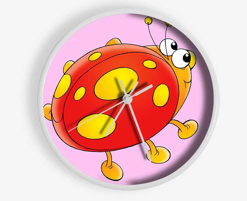 Cartoon Ladybug Pink Clock - Wallart-Direct UK