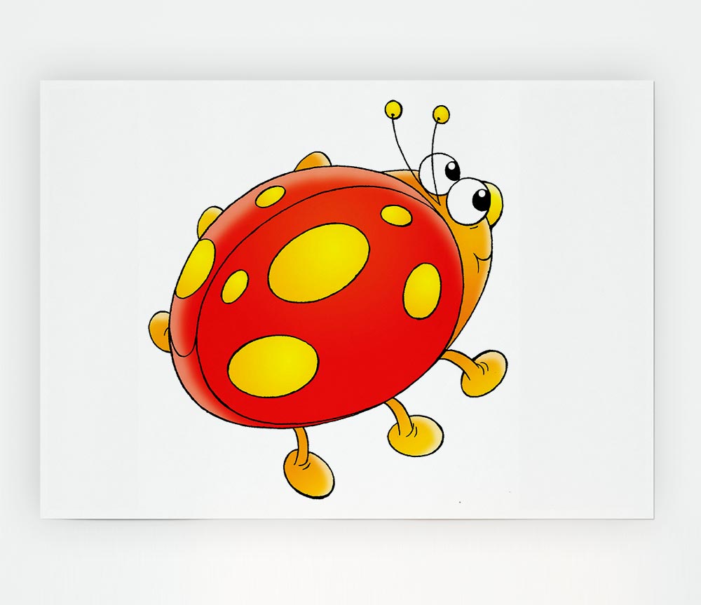 Cartoon Ladybug White Print Poster Wall Art