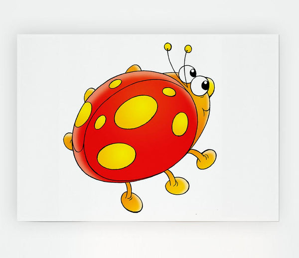 Cartoon Ladybug White Print Poster Wall Art