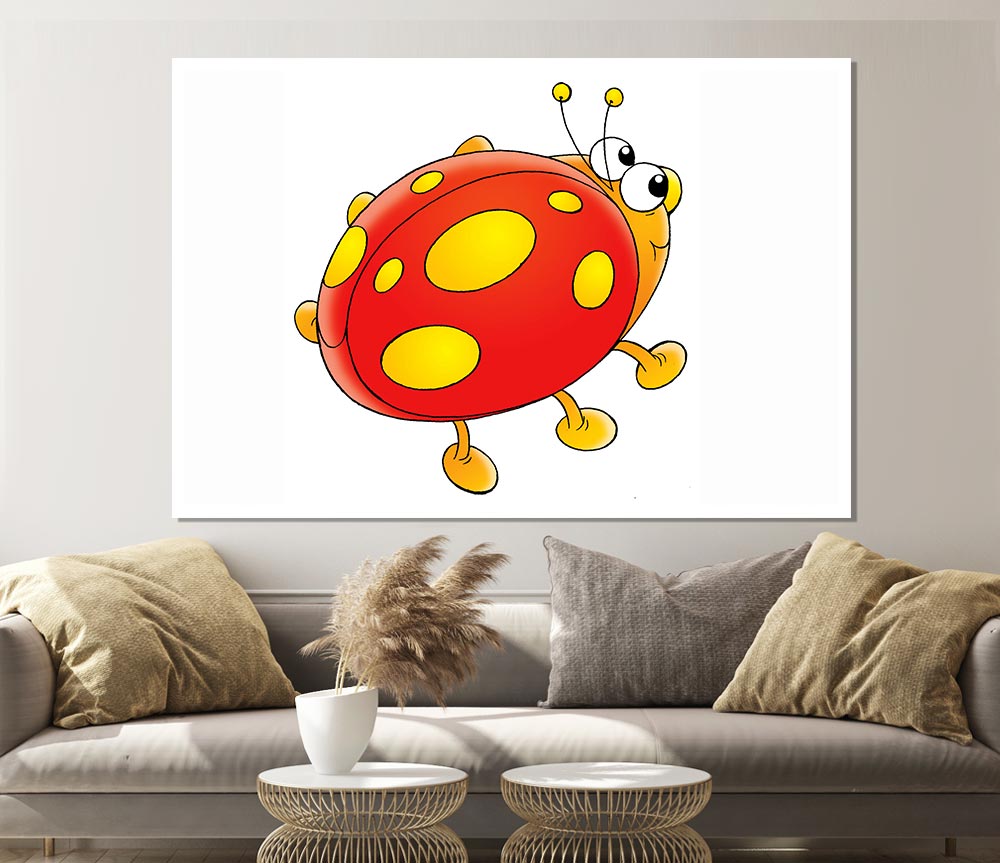 Cartoon Ladybug White Print Poster Wall Art