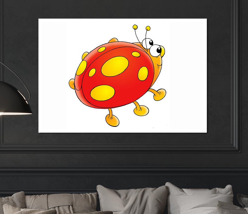 Cartoon Ladybug White Print Poster Wall Art