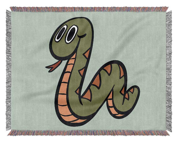 Cartoon Snake Baby Blue Woven Blanket