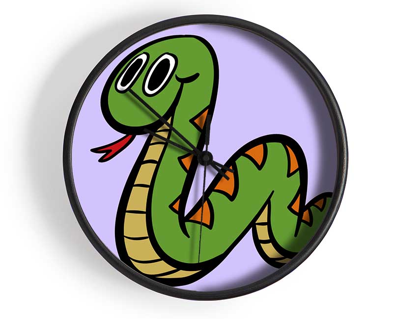 Cartoon Snake Lilac Clock - Wallart-Direct UK