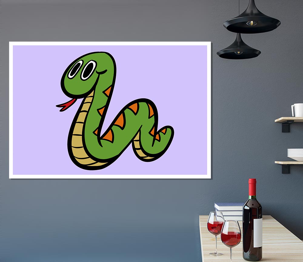 Cartoon Snake Lilac Print Poster Wall Art