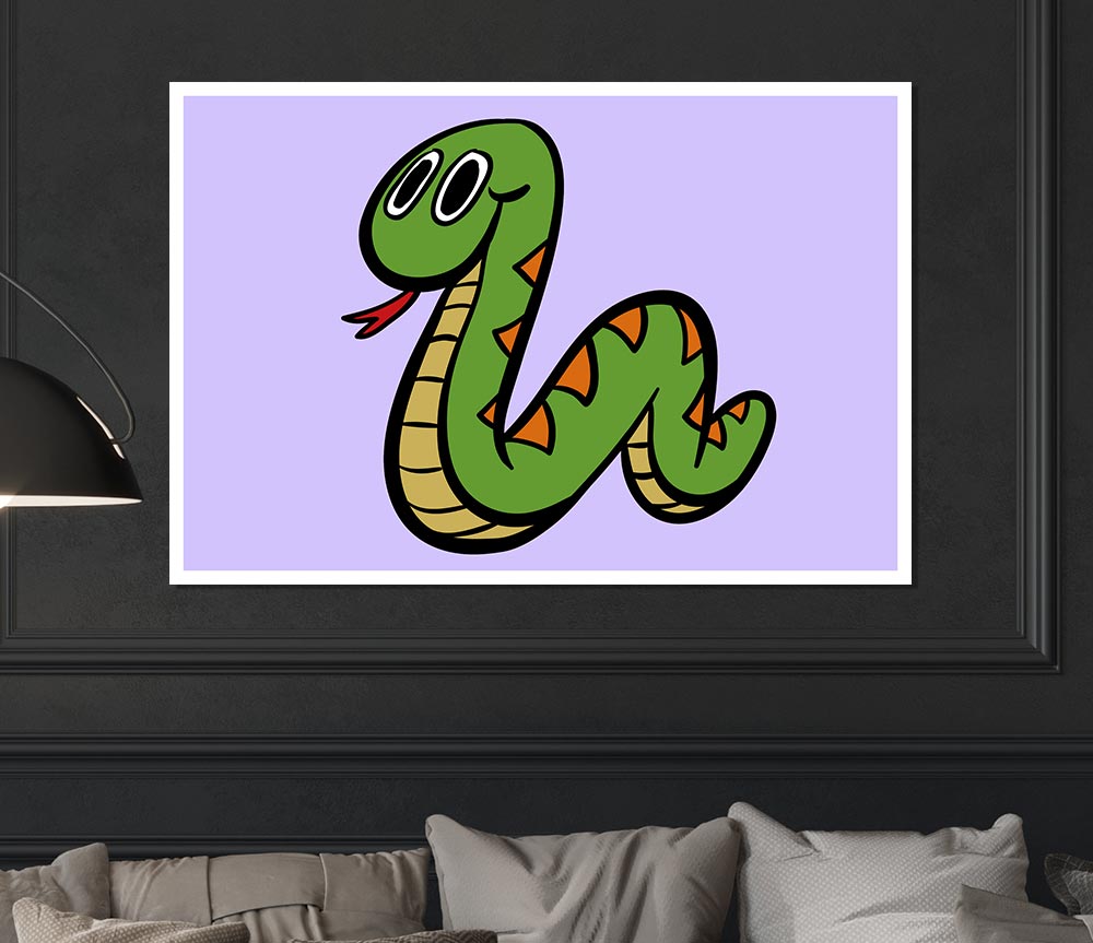 Cartoon Snake Lilac Print Poster Wall Art