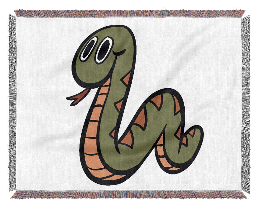 Cartoon Snake Pink Woven Blanket