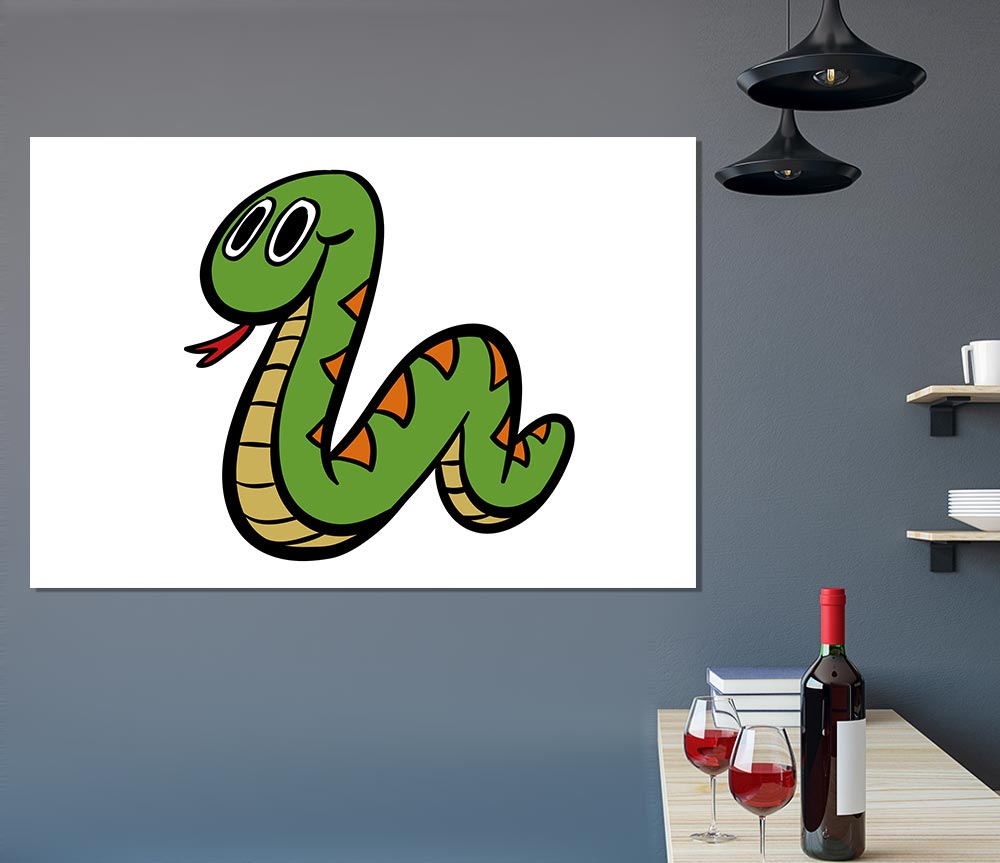 Cartoon Snake White Print Poster Wall Art