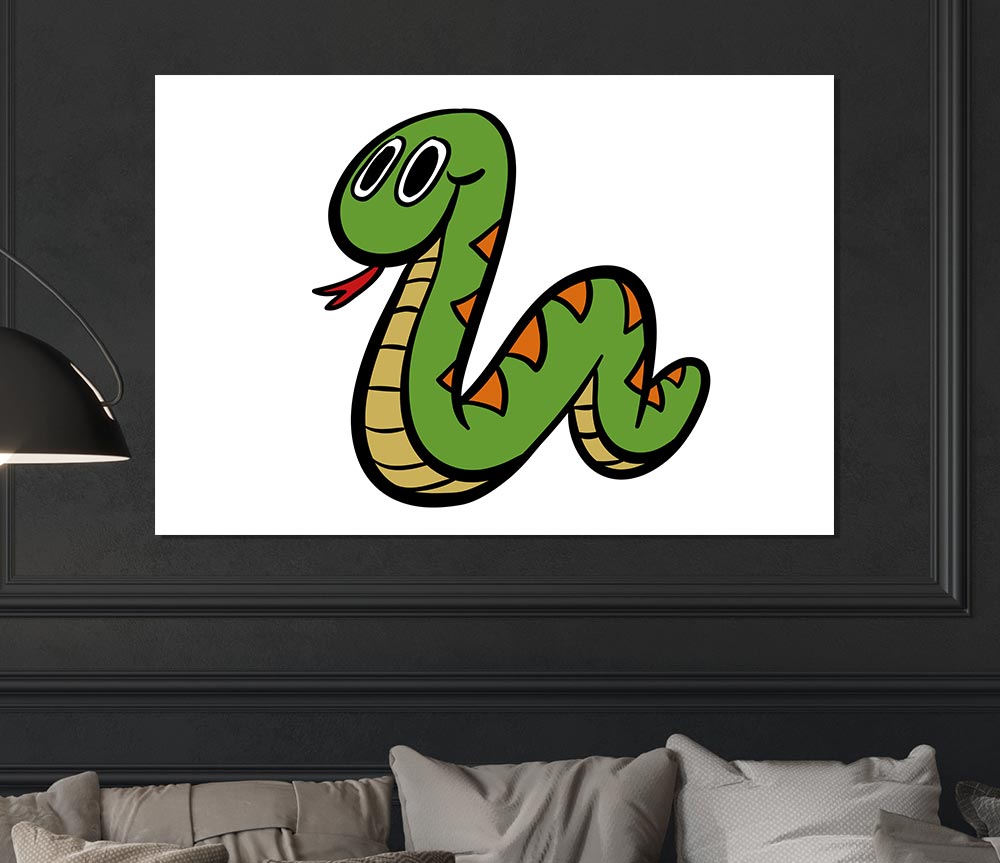 Cartoon Snake White Print Poster Wall Art