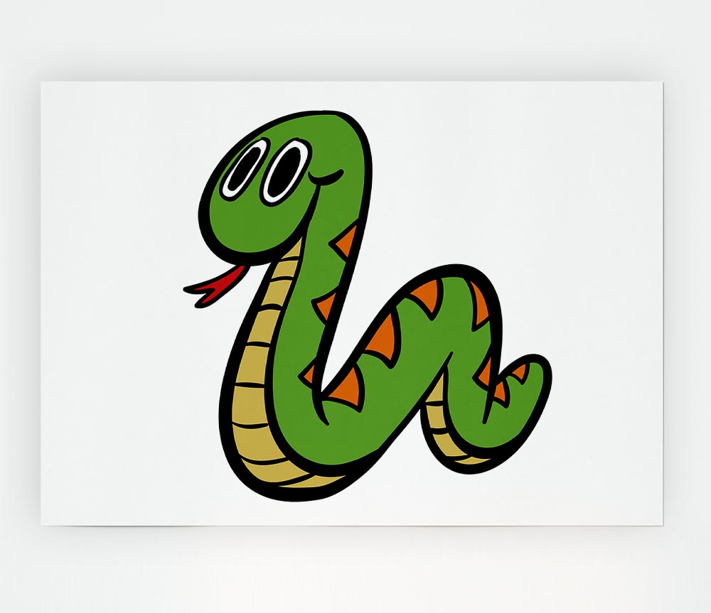 Cartoon Snake White Print Poster Wall Art