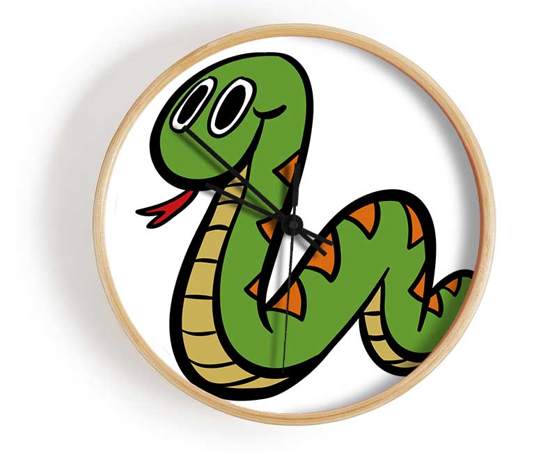 Cartoon Snake White Clock - Wallart-Direct UK