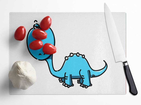 Dinosaur Not Impressed White Glass Chopping Board