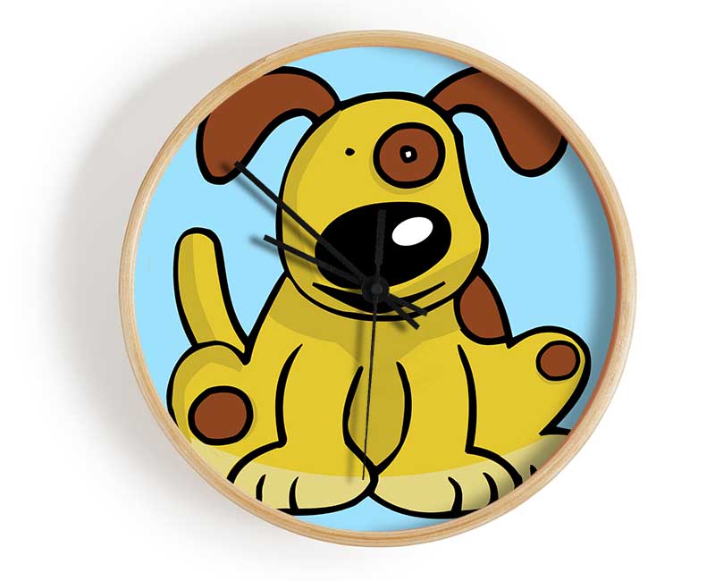 Dog Cartoon Tail Baby Blue Clock - Wallart-Direct UK