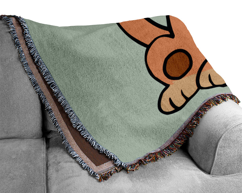 Dog Cartoon Tail Baby Blue Woven Blanket