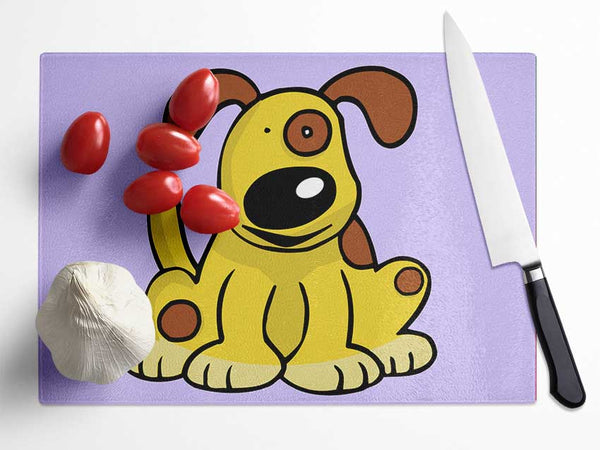 Dog Cartoon Tail Lilac Glass Chopping Board