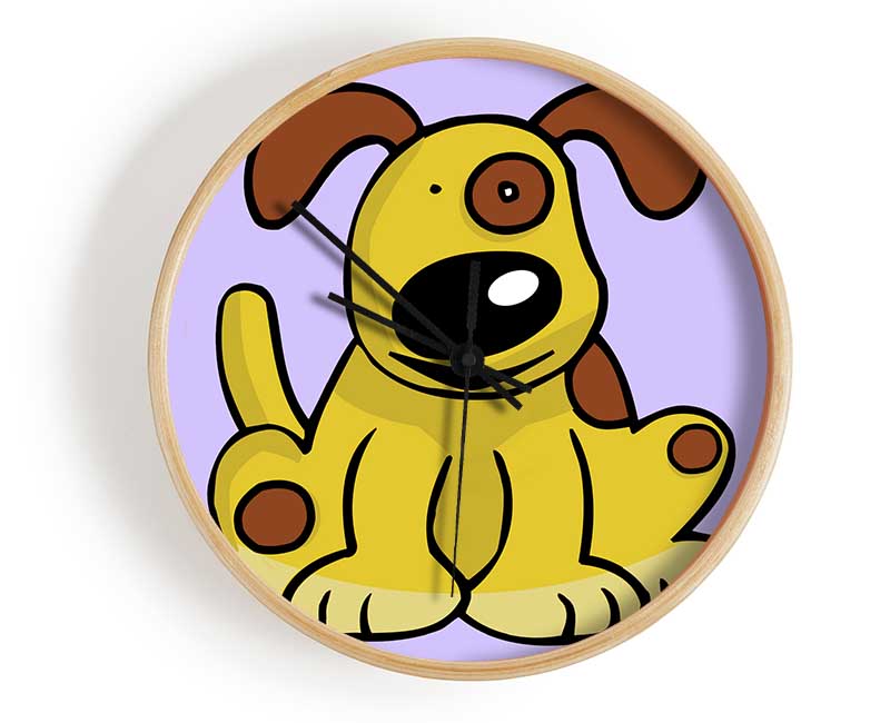 Dog Cartoon Tail Lilac Clock - Wallart-Direct UK