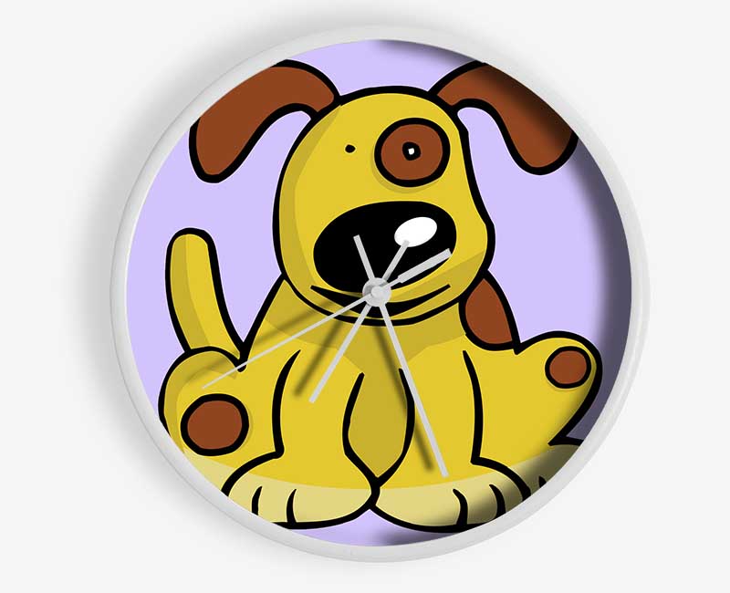 Dog Cartoon Tail Lilac Clock - Wallart-Direct UK