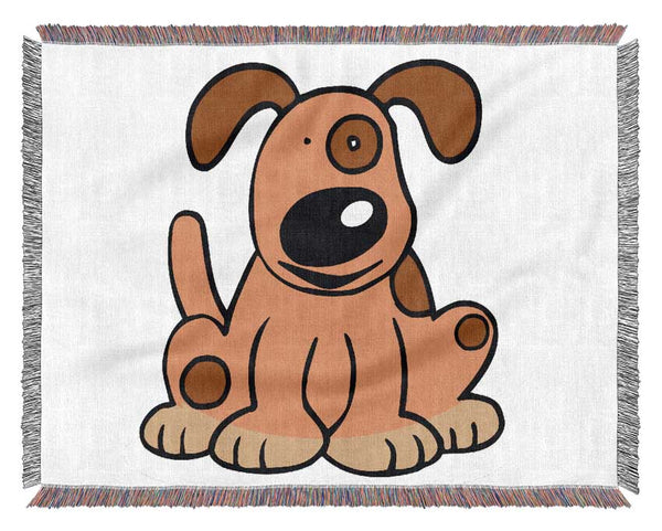 Dog Cartoon Tail White Woven Blanket