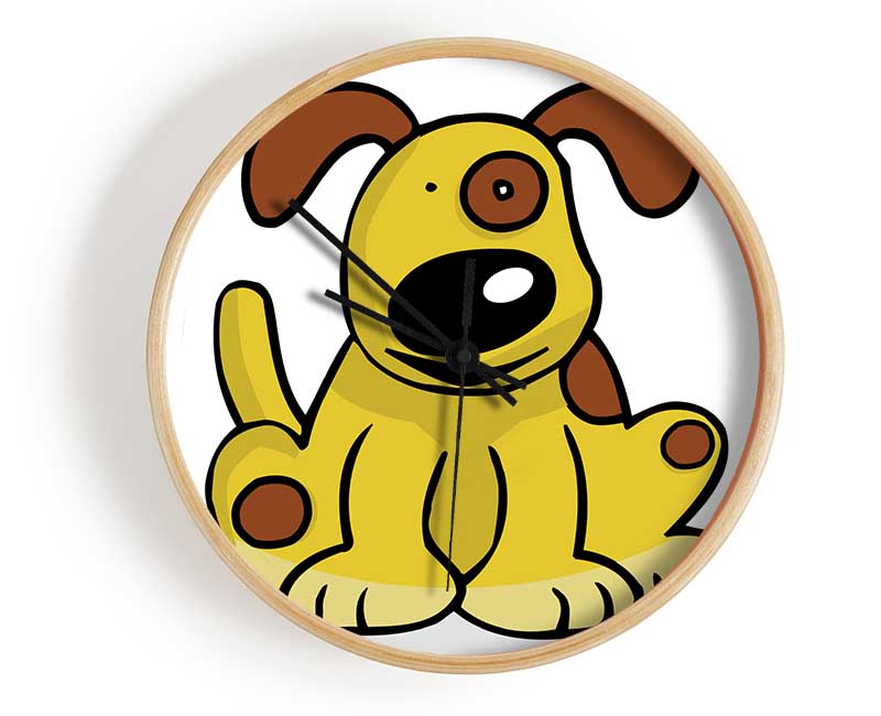 Dog Cartoon Tail White Clock - Wallart-Direct UK