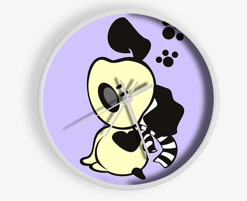 Dog Paw Print Scarf Lilac Clock - Wallart-Direct UK