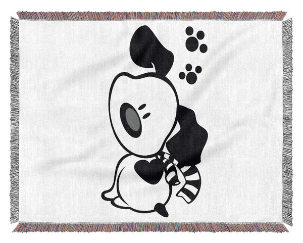 Dog Paw Print Scarf White Woven Blanket