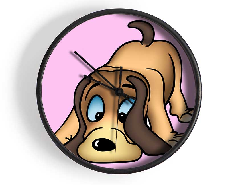 Dog Sniffing Pink Clock - Wallart-Direct UK