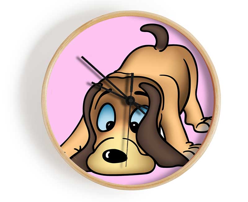 Dog Sniffing Pink Clock - Wallart-Direct UK