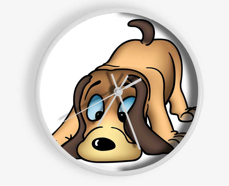 Dog Sniffing White Clock - Wallart-Direct UK