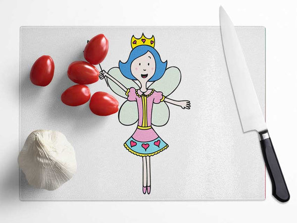 Fairy Princess White Glass Chopping Board