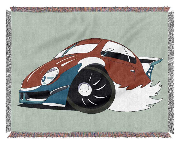 Fast Racecar Baby Blue Woven Blanket