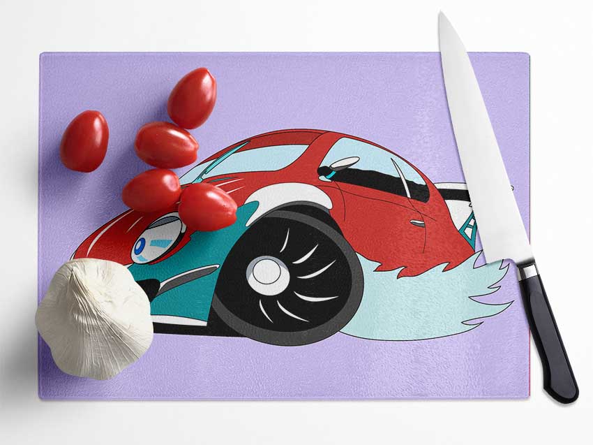 Fast Racecar Lilac Glass Chopping Board