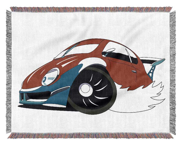 Fast Racecar White Woven Blanket