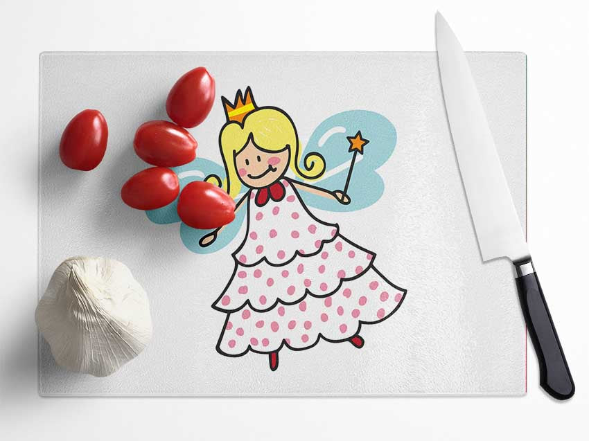 Flying Fairy White Glass Chopping Board