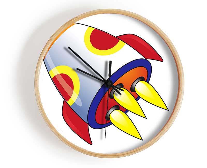 Flying Rocket Ship White Clock - Wallart-Direct UK