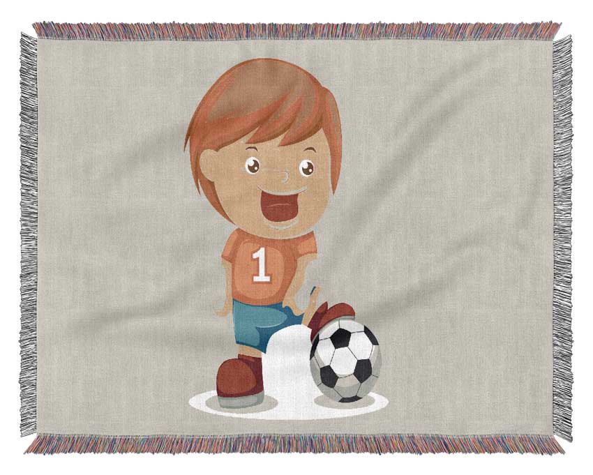 Footballer Standing On Ball Lilac Woven Blanket