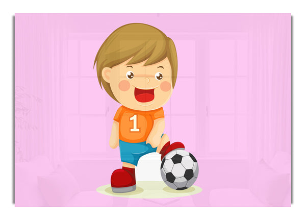 Footballer Standing On Ball Pink