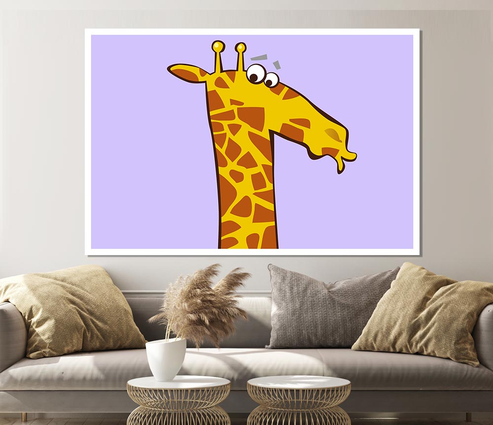 Funny Confused Zebra Lilac Print Poster Wall Art