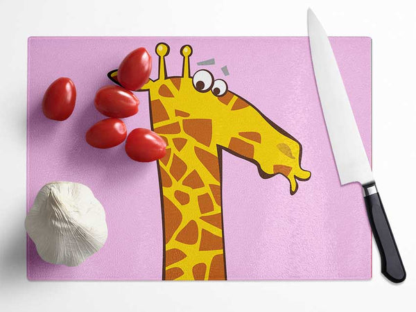 Funny Confused Zebra Pink Glass Chopping Board