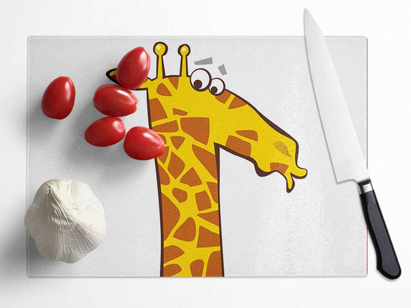 Funny Confused Zebra White Glass Chopping Board