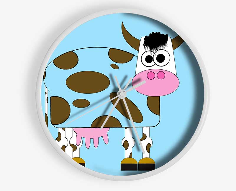 Funny Cow With Hair Baby Blue Clock - Wallart-Direct UK